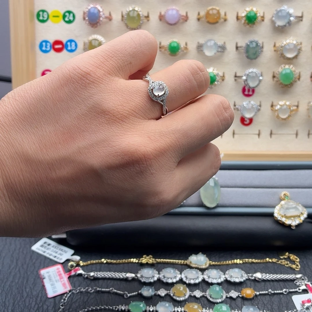 翡翠银S925镶嵌戒指