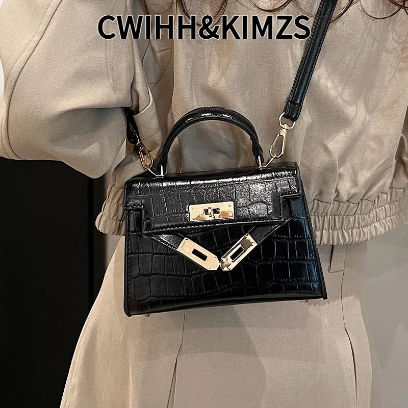 CWIHH&KIMZS高级感时尚手提包包女2025新款鳄鱼纹铂金凯