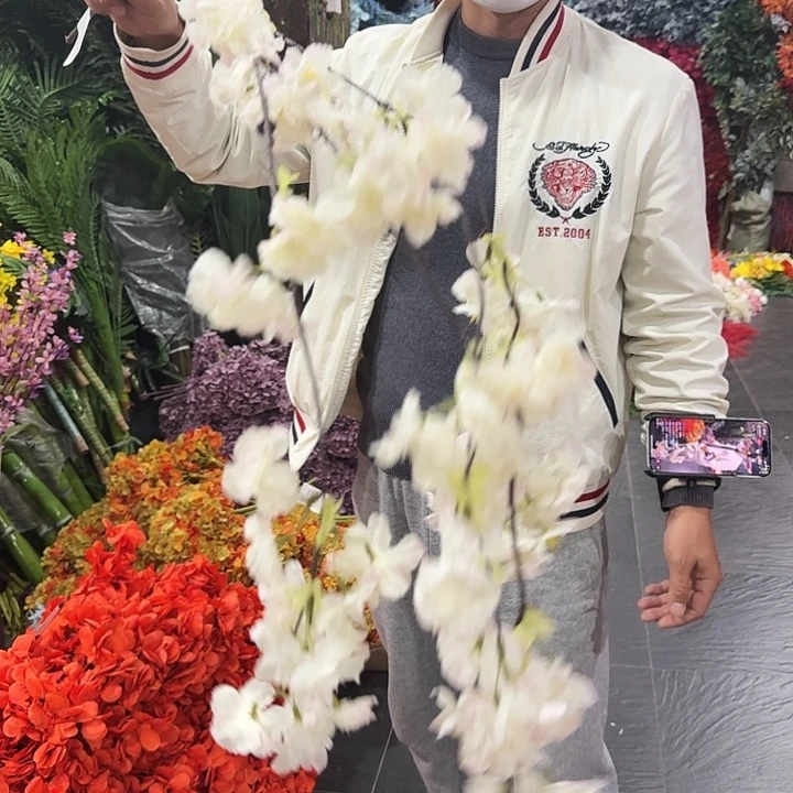 白粉色樱花9支装仿真