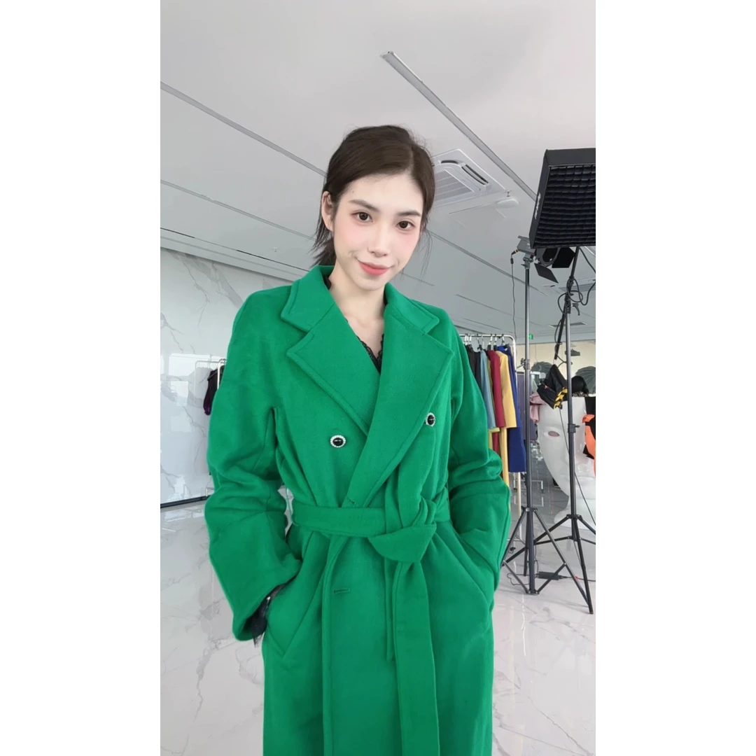 MESAHELI/曼莎赫琳 气质时尚设计师秋冬经典中长款百搭大衣