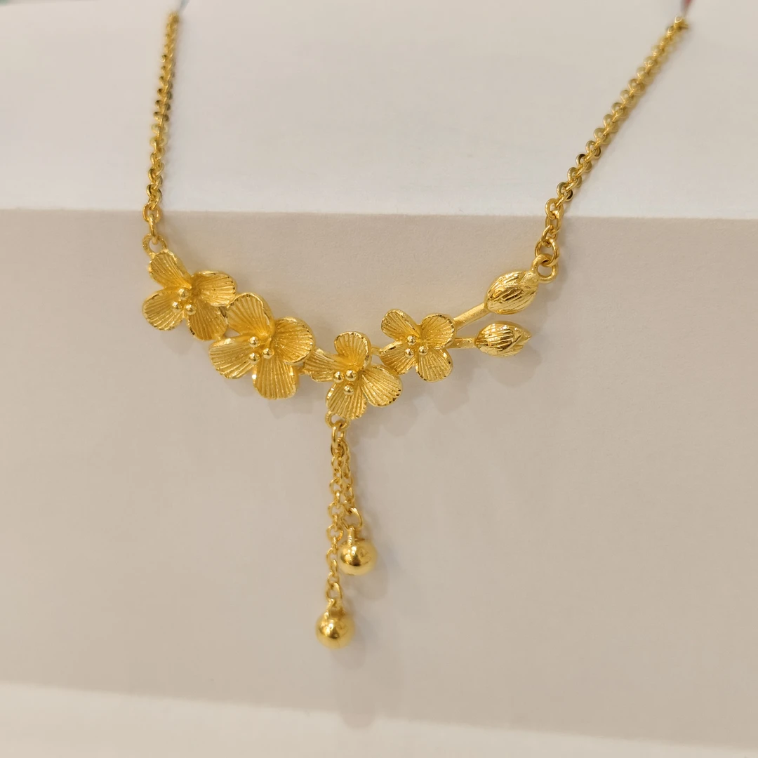 《三狼》足金9999桃花流苏套链基地过检一物一证百搭
