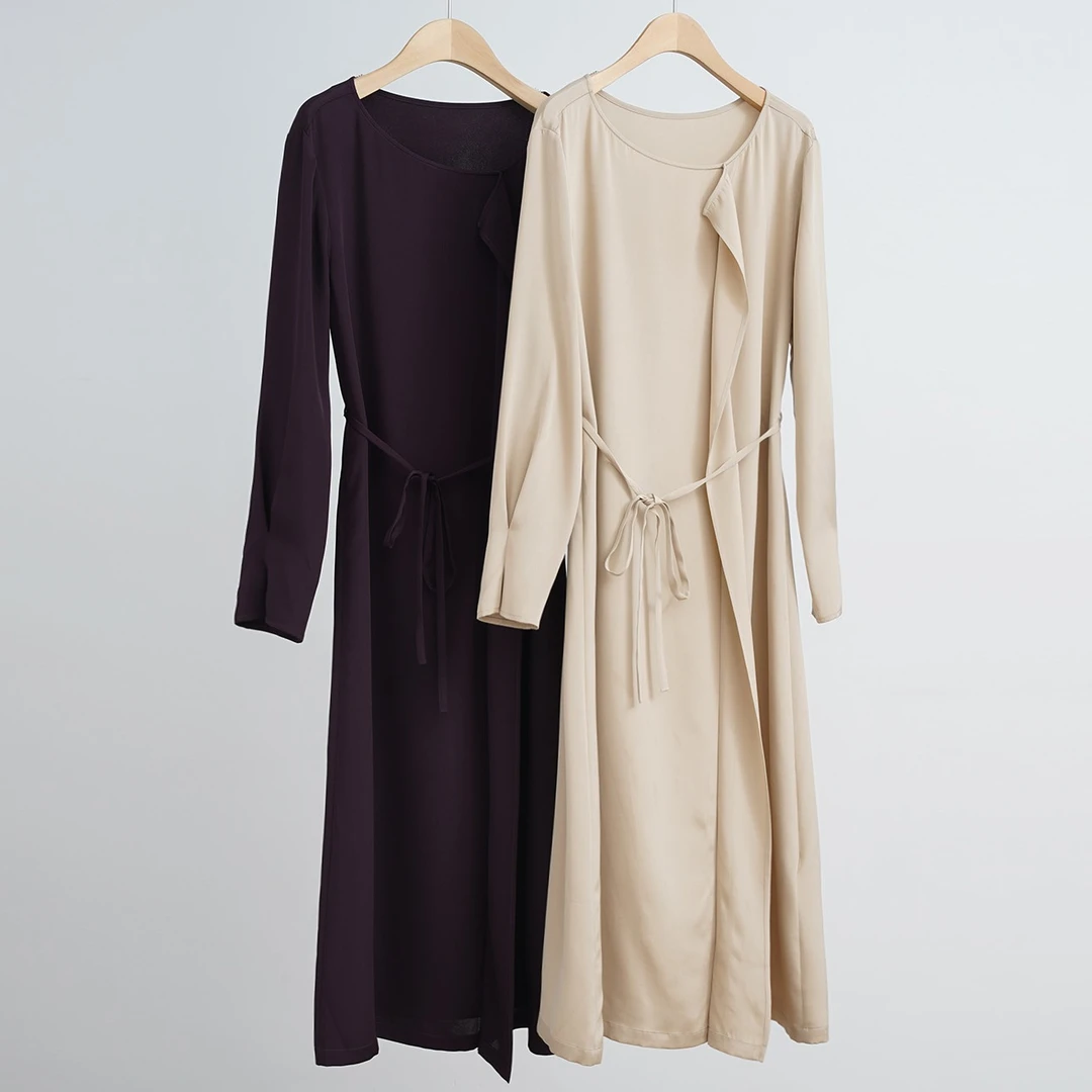 外贸品牌早秋重磅40姆米桑蚕丝简约经典连衣裙（251310）