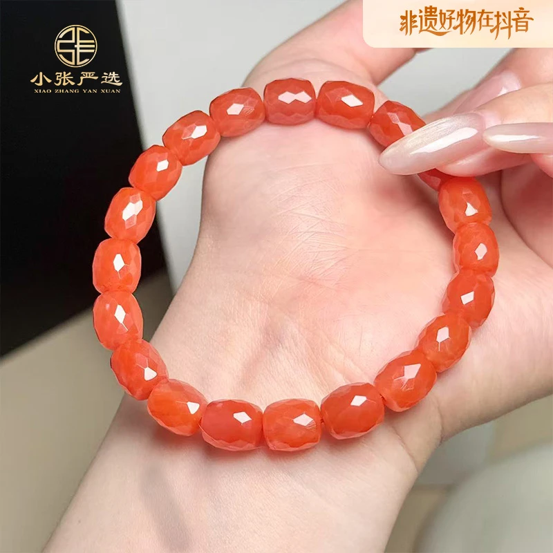 【小张严选】HR40899 南红棱形切面珠手串 7mm+ 多样发其一