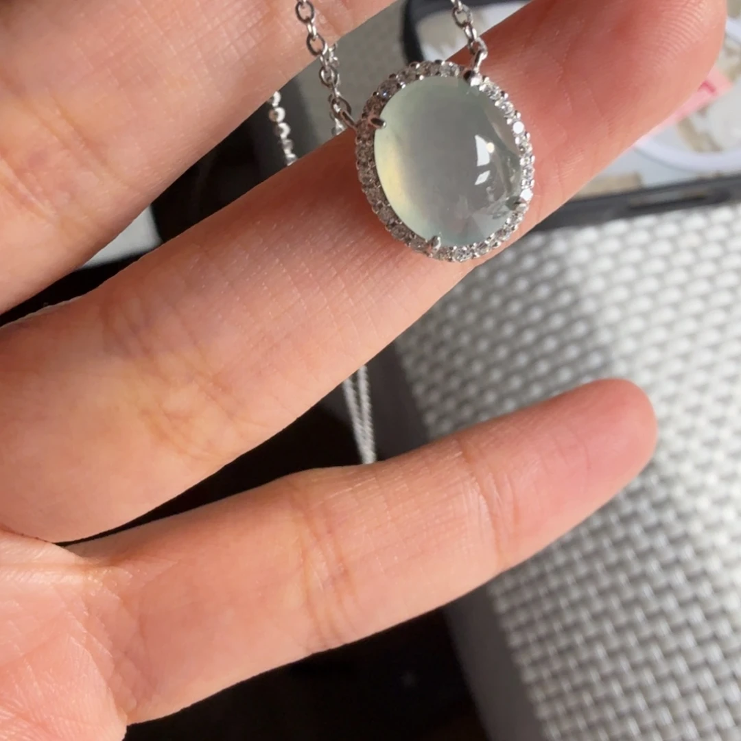 颈饰银S925镶嵌翡翠项链