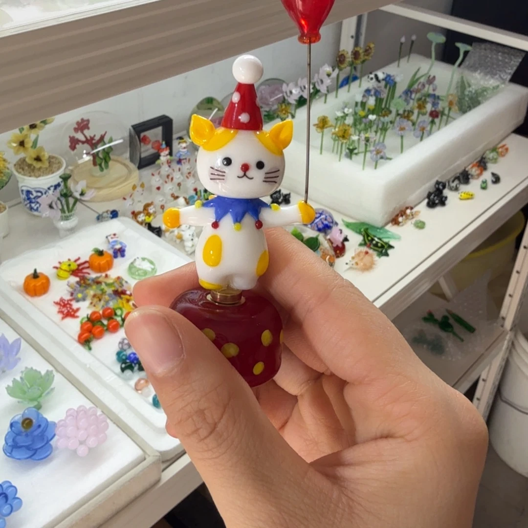 琉璃手工艺品旋转小猫