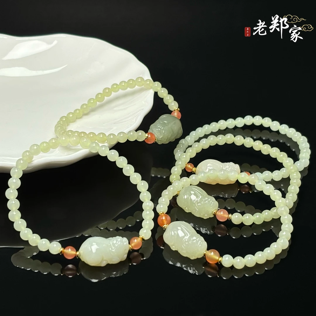 【老郑家】和田玉DIY手串 多样性发一件 约5mm 貔貅约20*13*9mm
