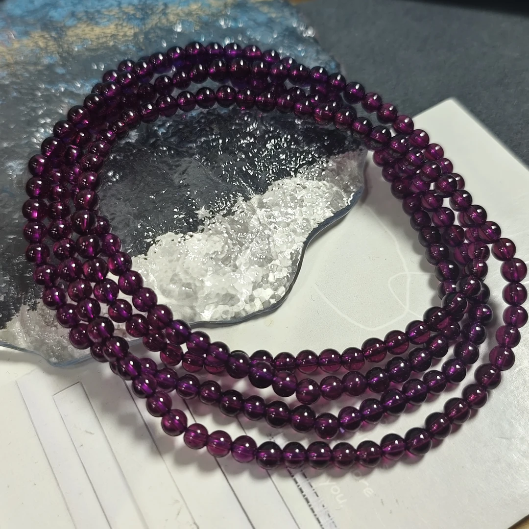 【书记甄选】天然石榴石三圈手链 多样性发一件 约5mm 3489HT