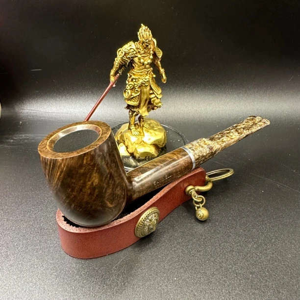 沙芬栗子114直杆光面撞球石楠木烟斗