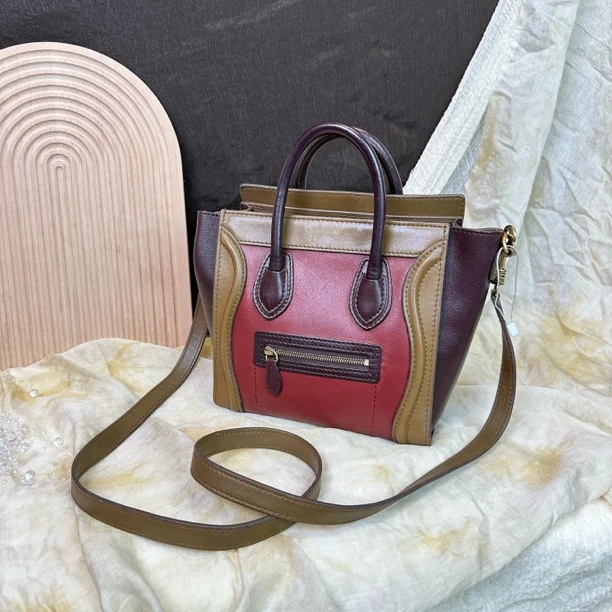 95新 Celine/思琳 拼色笑脸 Nano 手提斜挎包