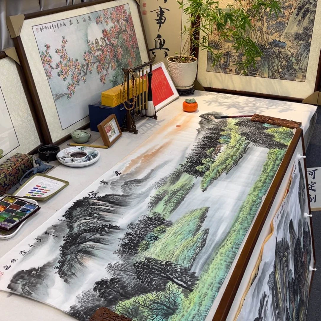 国画聚宝盆六尺画芯一幅