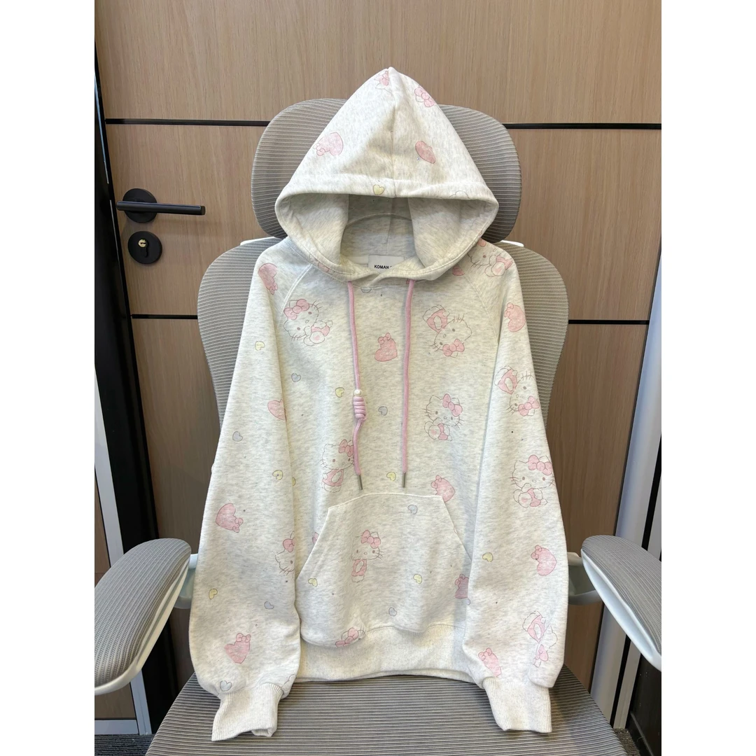 【清货】2025秋韩版东大门凯蒂满印带帽卫衣 D695 695 V