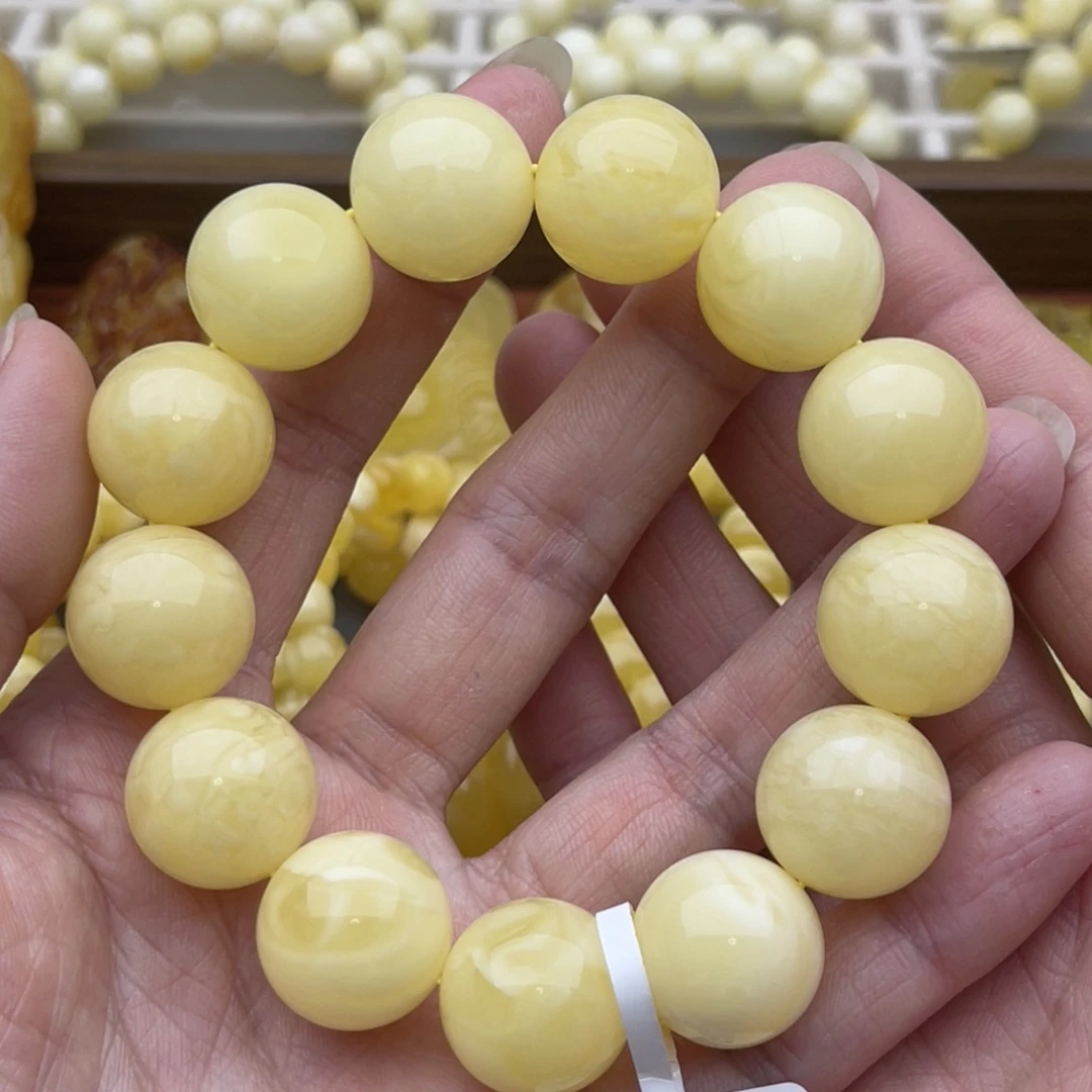 裸石琥珀未镶嵌蜜蜡手串十七➕鸽