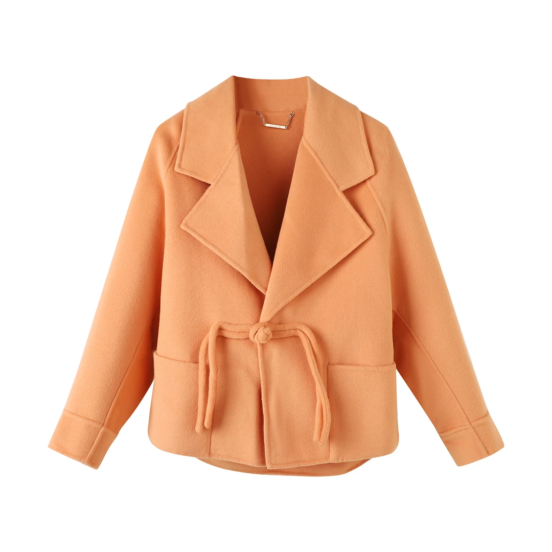 610ZH-秋冬毛呢外套短款双面羊毛外套西装气质女装短款