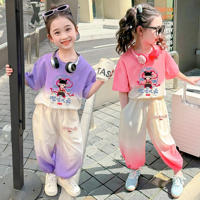 短袖女童套装小女孩夏季2025宝宝夏装新款哪吒衣服儿童两件套洋气