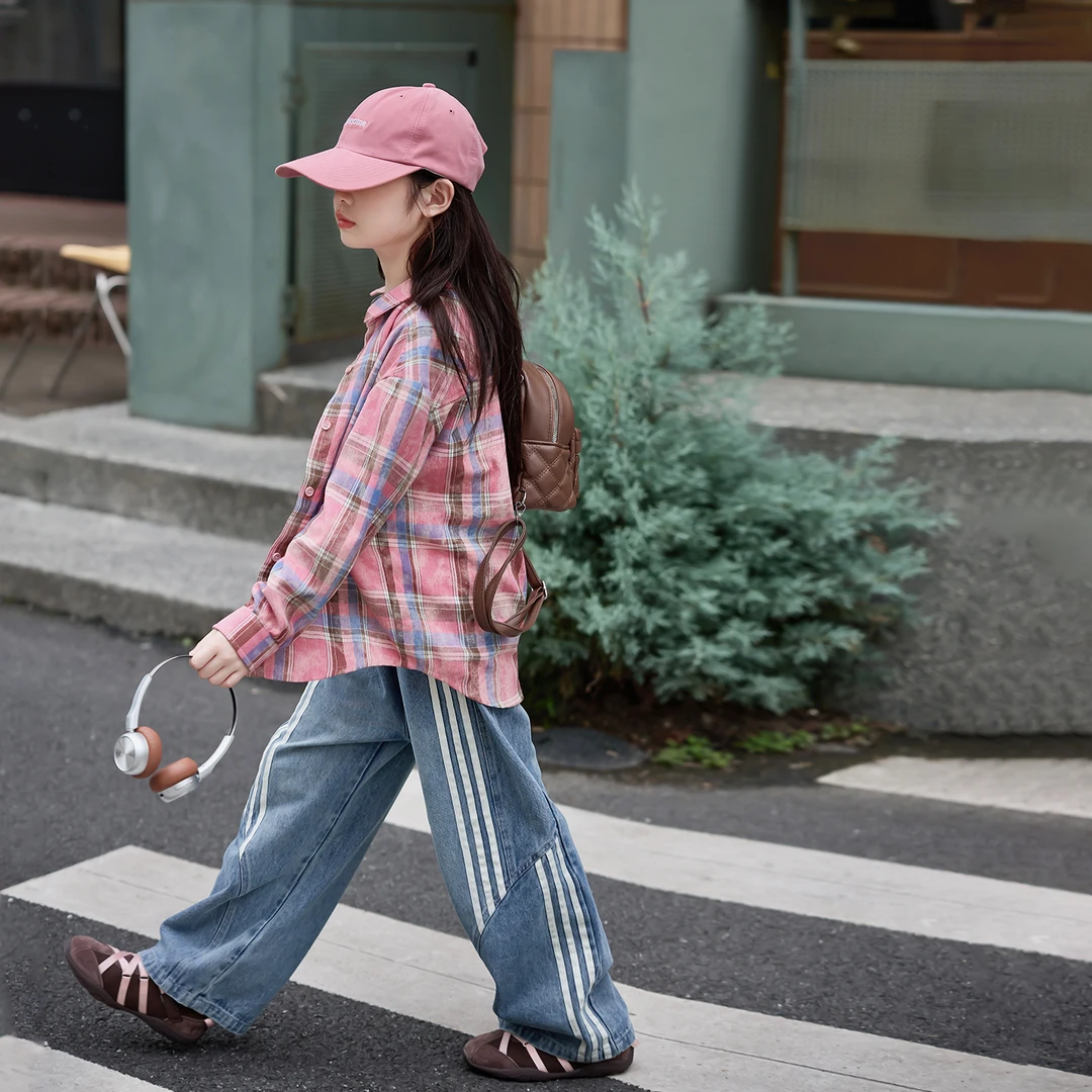 66公主童装女童衬衫春秋女孩长袖格子衬衣 25S196