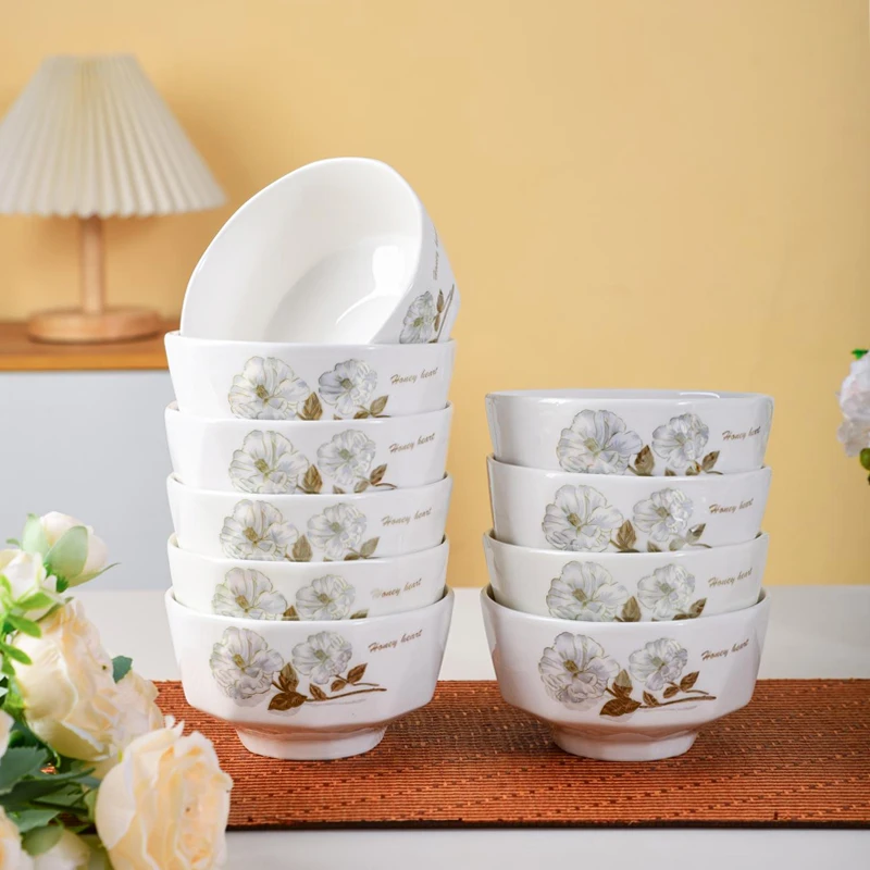 【高货品质】10只4.5英寸金丝牡丹吃饭碗米饭碗