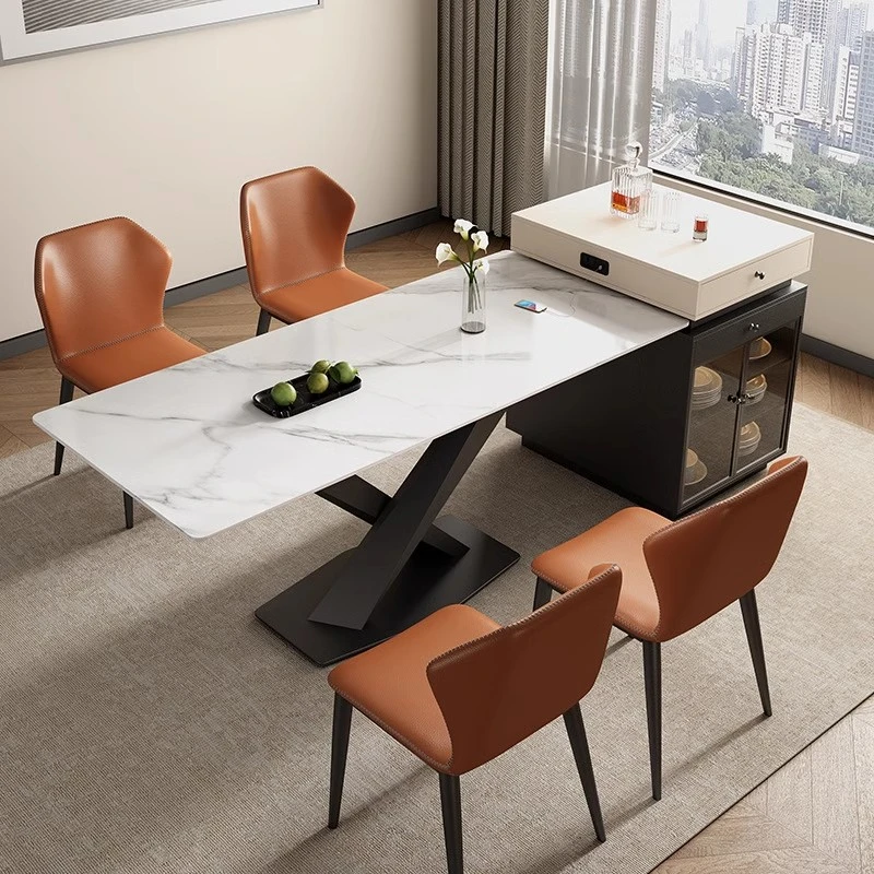 轻奢岩板岛台餐桌椅一体现代简约桌子北欧家用小户型极简餐厅餐台