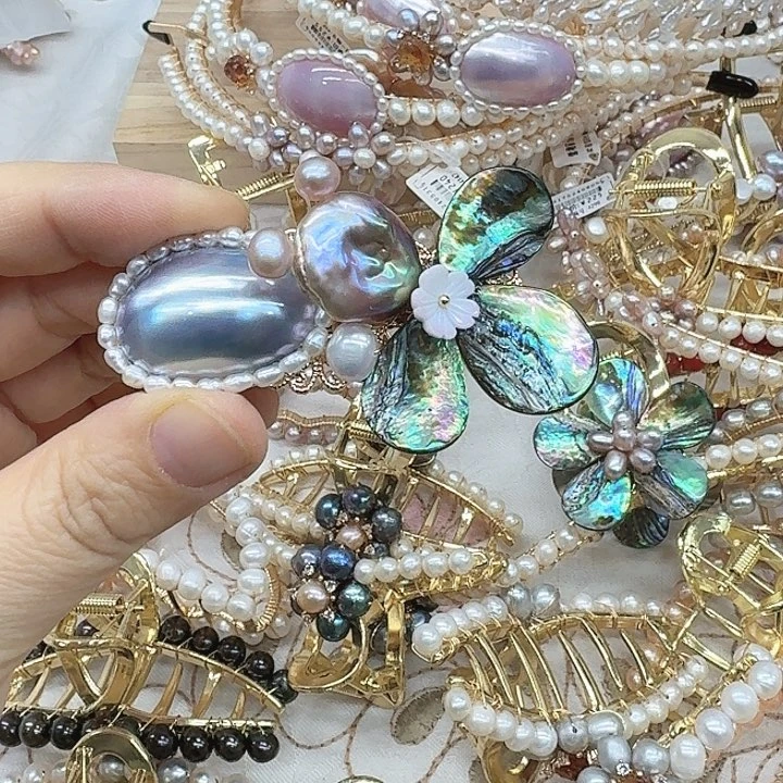 淡水珍珠发饰银S925镶嵌