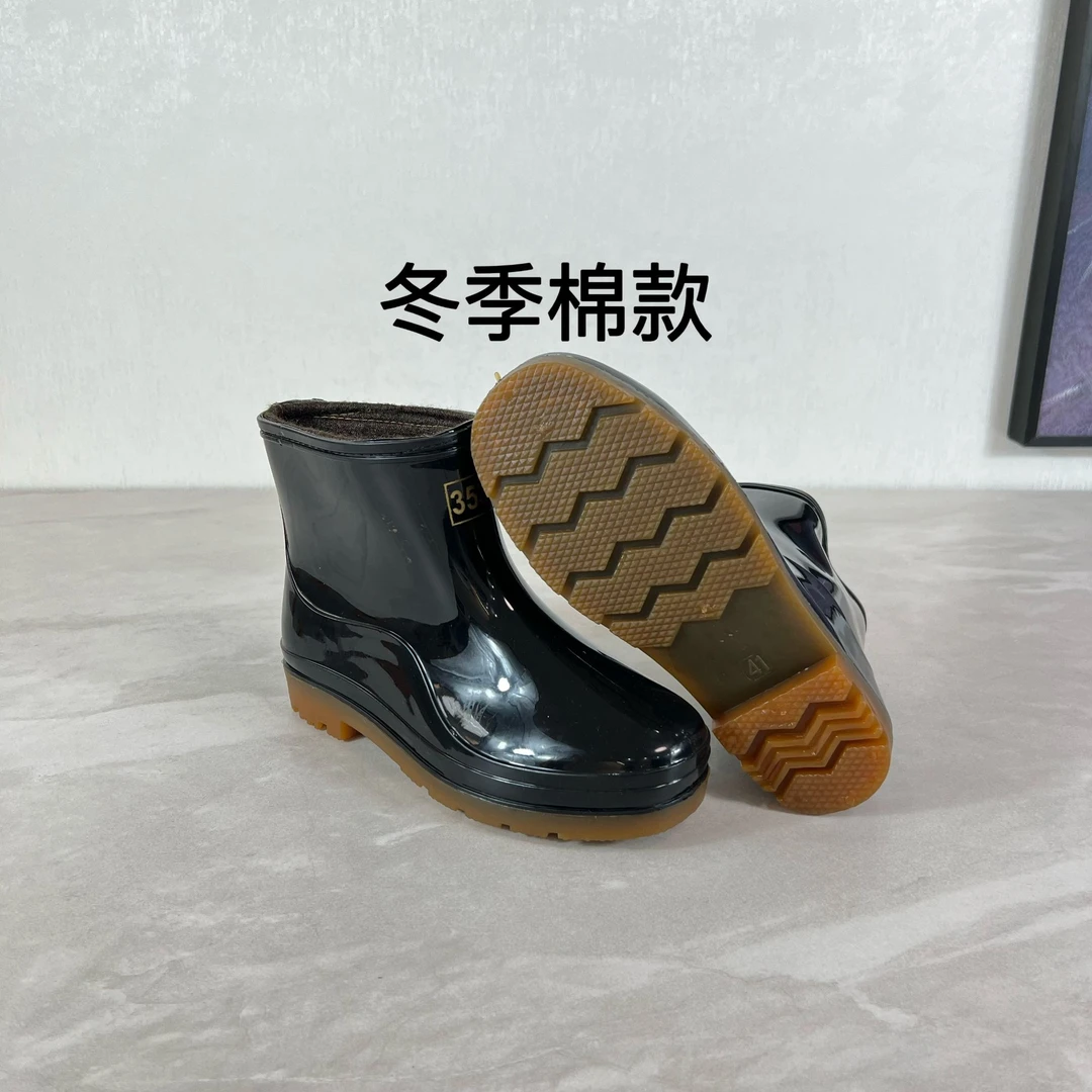 秋冬款保暖男士防滑水鞋中短筒雨鞋加绒加厚棉时尚雨靴洗车套鞋男