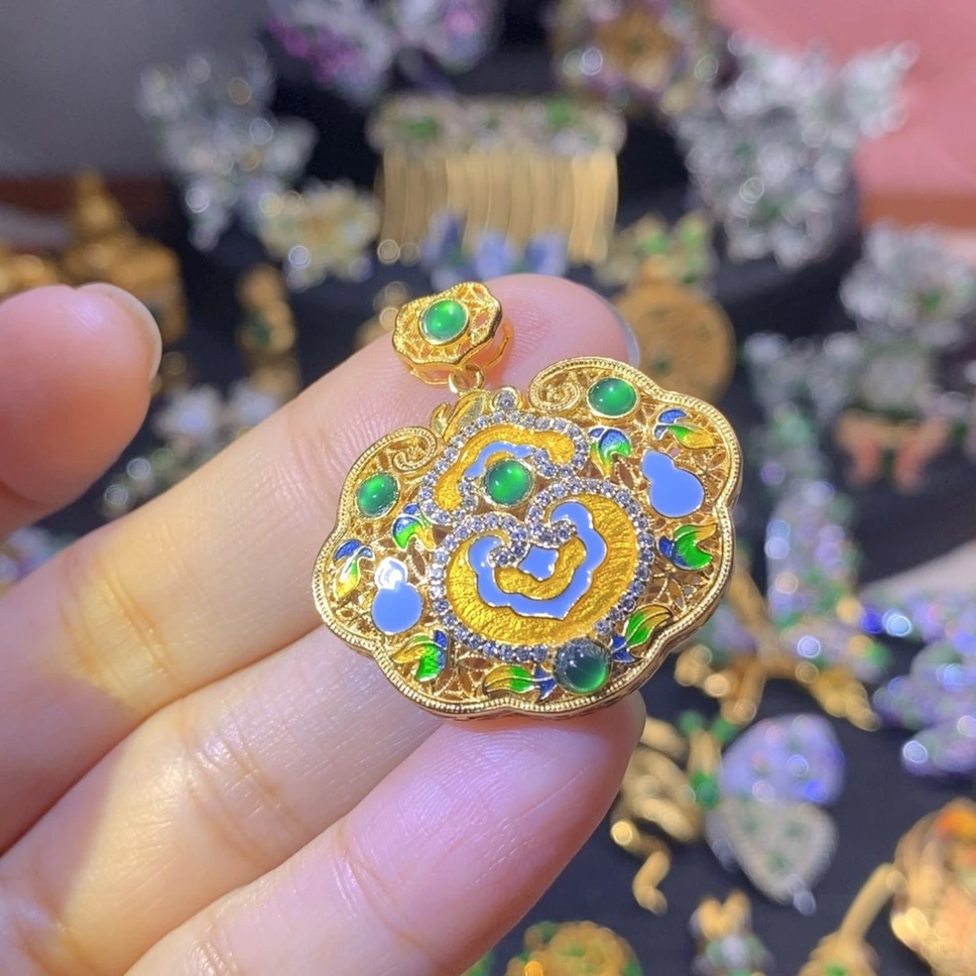 吊坠(不含链)银S925镶嵌翡翠