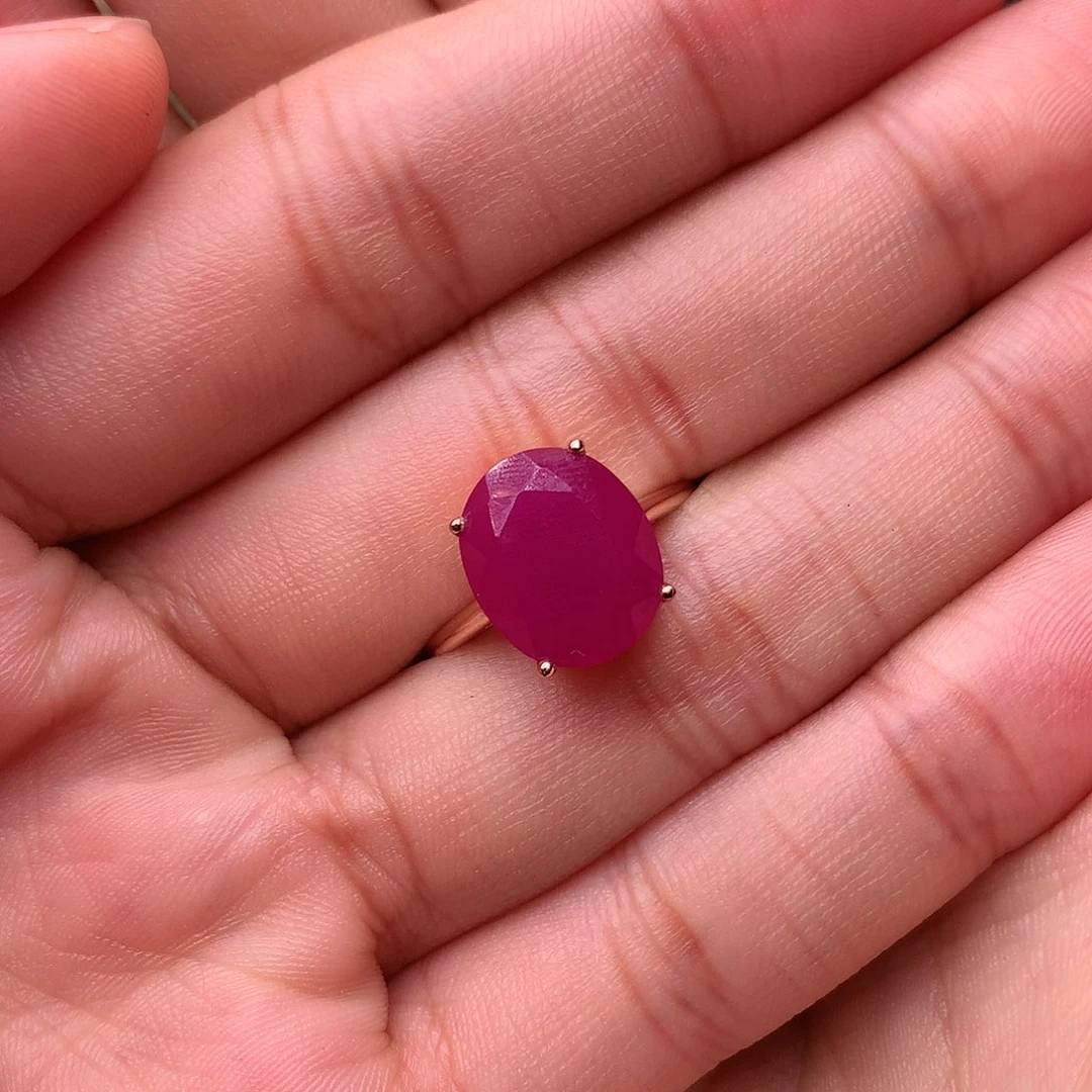 红宝石戒指银S925镶嵌