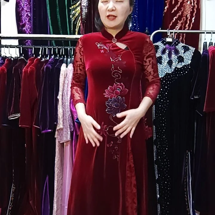 110斤内旗袍连衣裙彩绘拼接