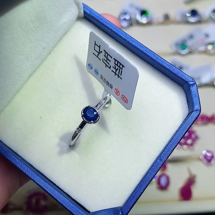 蓝宝石戒指银S925镶嵌