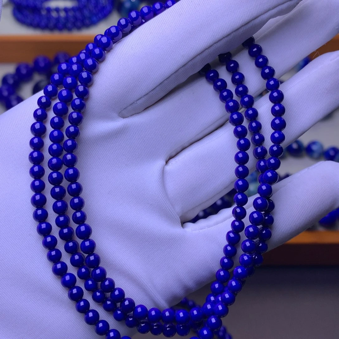 青金石未镶嵌手串4mm4圈帝王蓝