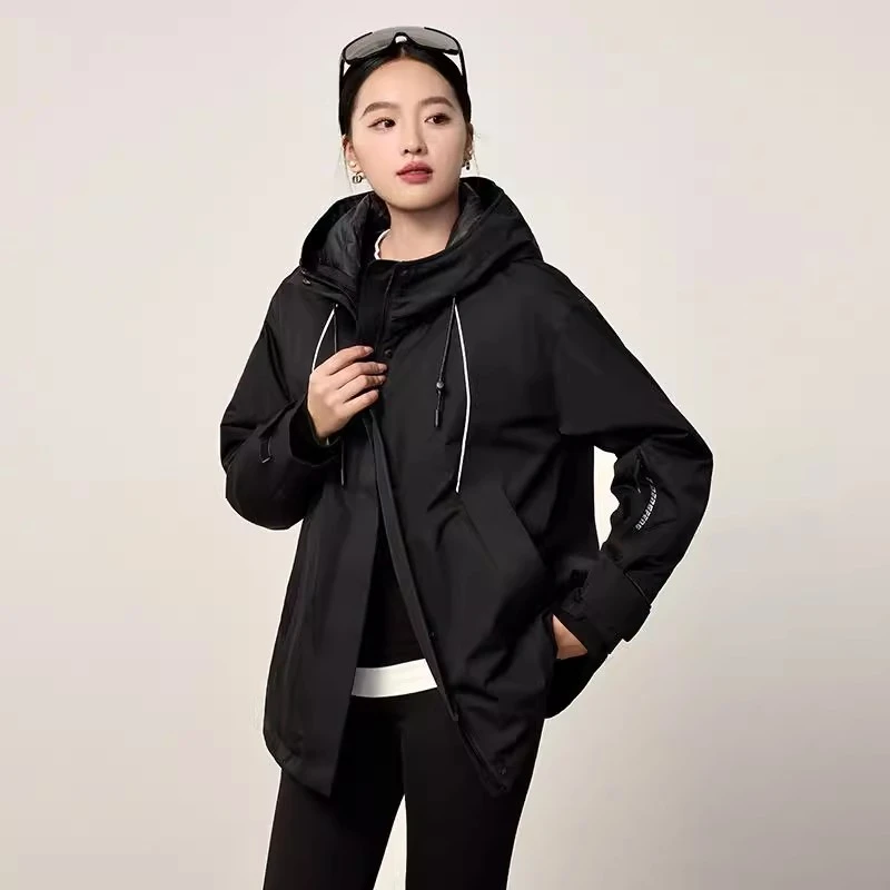 雪山鸭【乔恩姐姐】羽绒冲锋衣运动户外防风保暖情侣连帽加厚FRY527