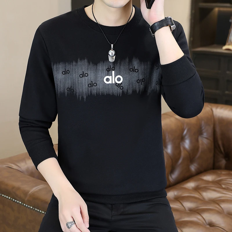 轻奢潮流卫衣男士秋季新款时尚印花百搭潮流宽松男士休闲打底衫