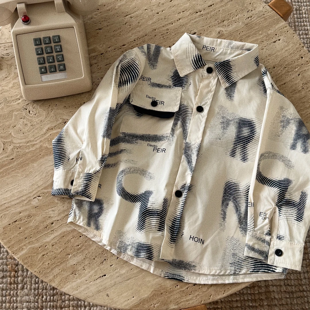 【现货】韩版儿童Ele字母长袖衬衫