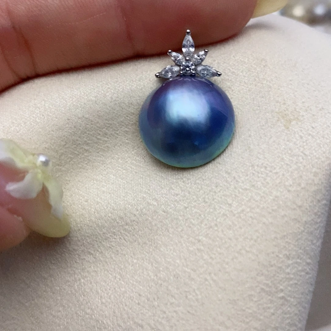 【闪购商品】银S925镶嵌拼合珍珠（马贝珠）颈饰带证书