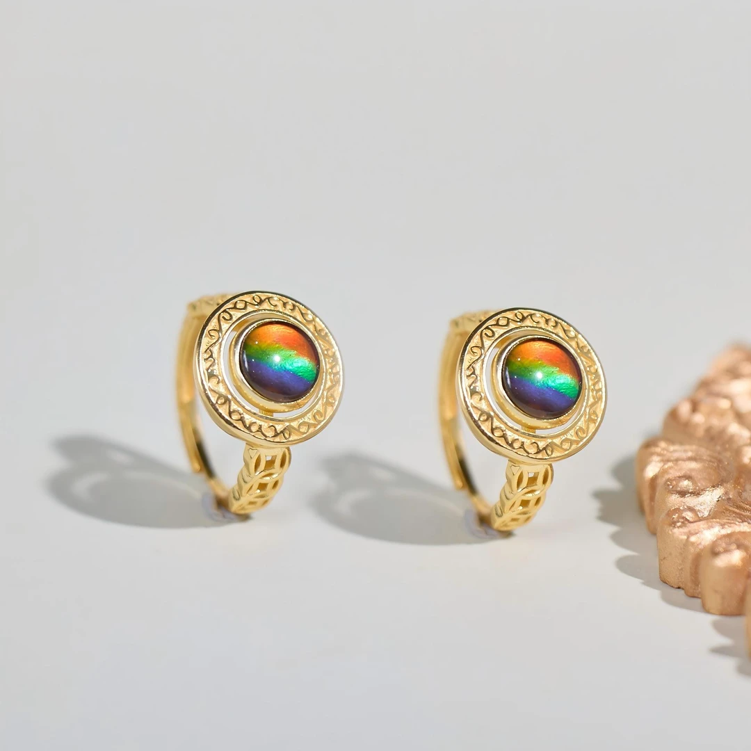 【歪歪】班彩石铜钱圆形转戒（李居明）（多样性发一）XB-J2966