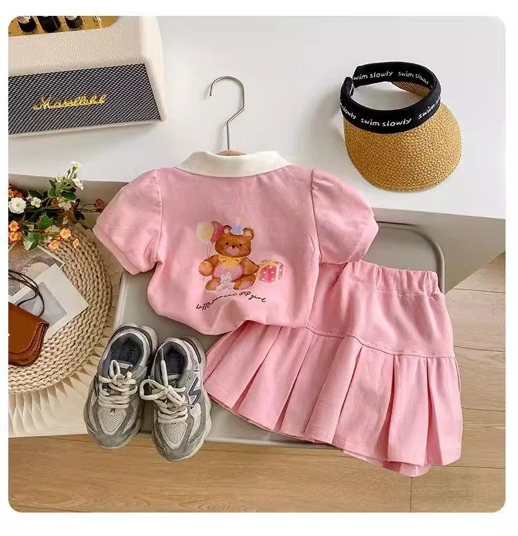 防走光】女童夏装套装学院风儿童洋气短袖女宝宝夏季jk裙子两件套