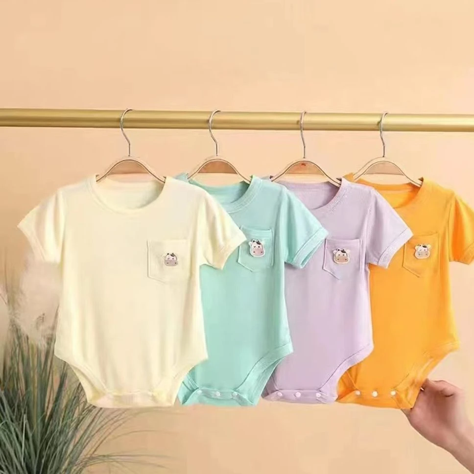 新生儿包屁衣小牛半袖男女宝宝夏季薄款爬爬服婴幼儿短袖连体哈衣