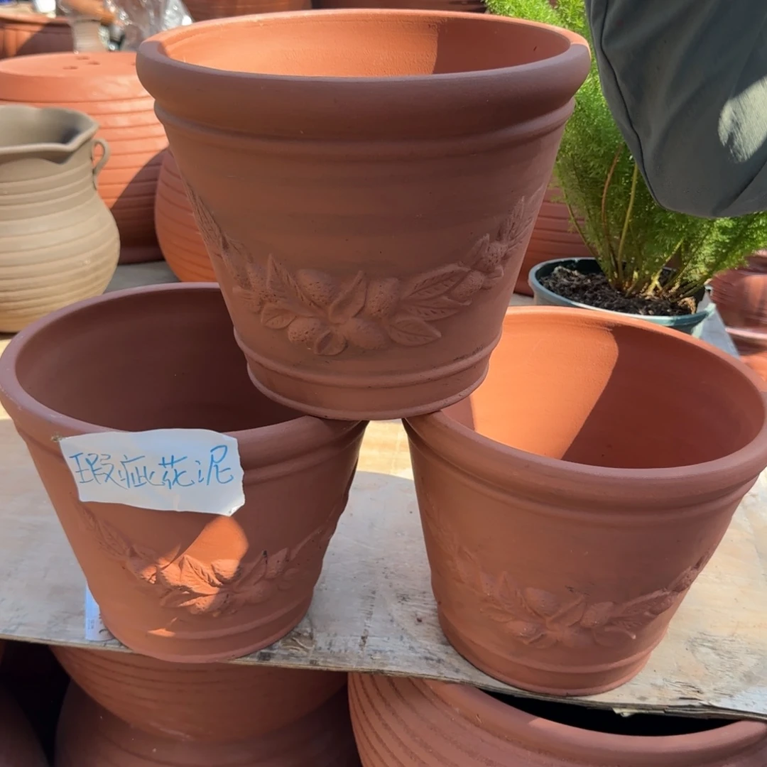 紫砂花盆口30高24宜兴紫砂瑕疵粗糙花泥