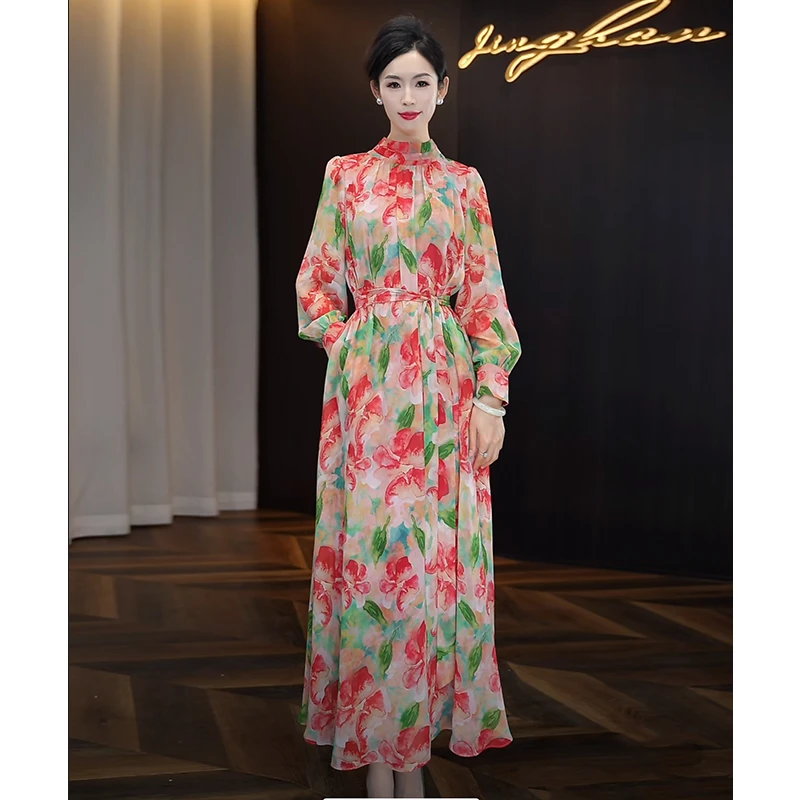 2025春夏季新款连衣裙女修身显瘦高级感大摆长裙宽松气质洋气裙子