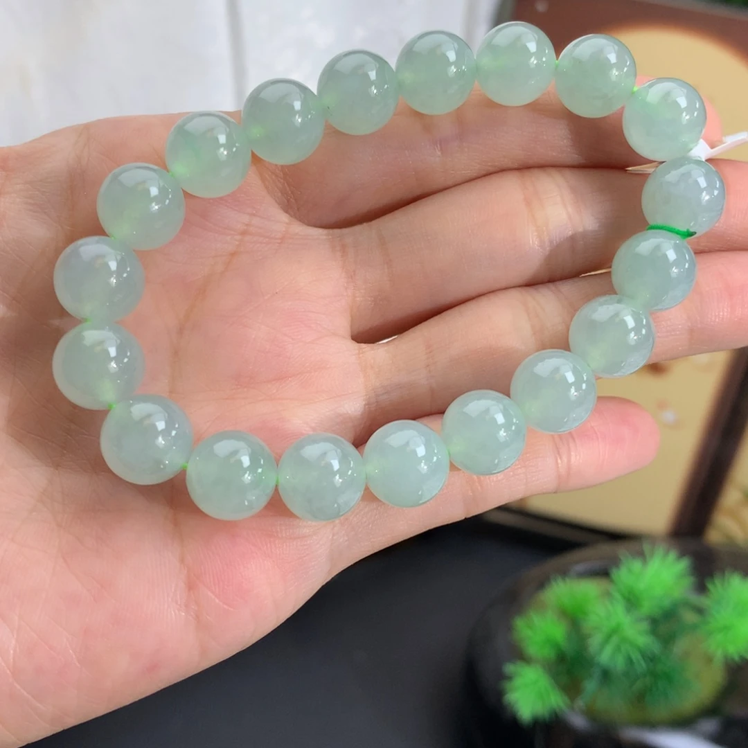 翡翠未镶嵌手串卡10冰胶晴绿手串