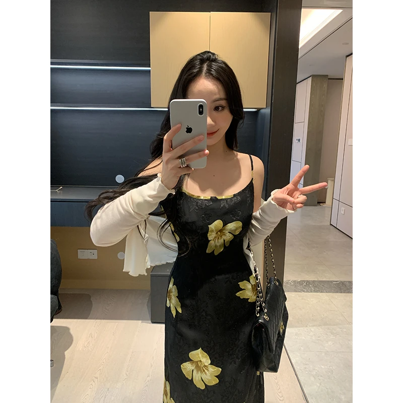 XINYI【鎏金曼陀罗】春夏针织开衫+吊带连衣裙显瘦套装X625A01774