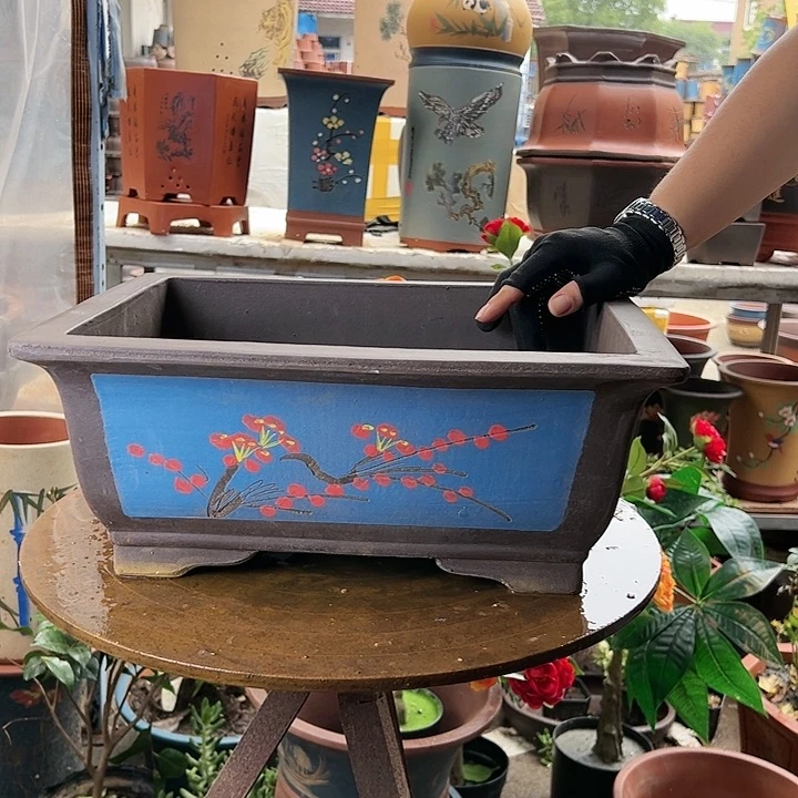 宜兴紫砂花盆40蓝点菜马槽