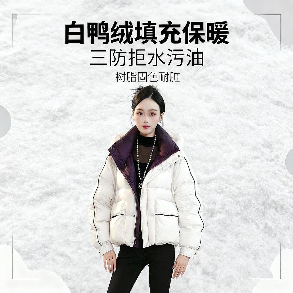 百搭连帽时尚冬季新款2025年洋气宽松保暖羽绒服SJYF5033