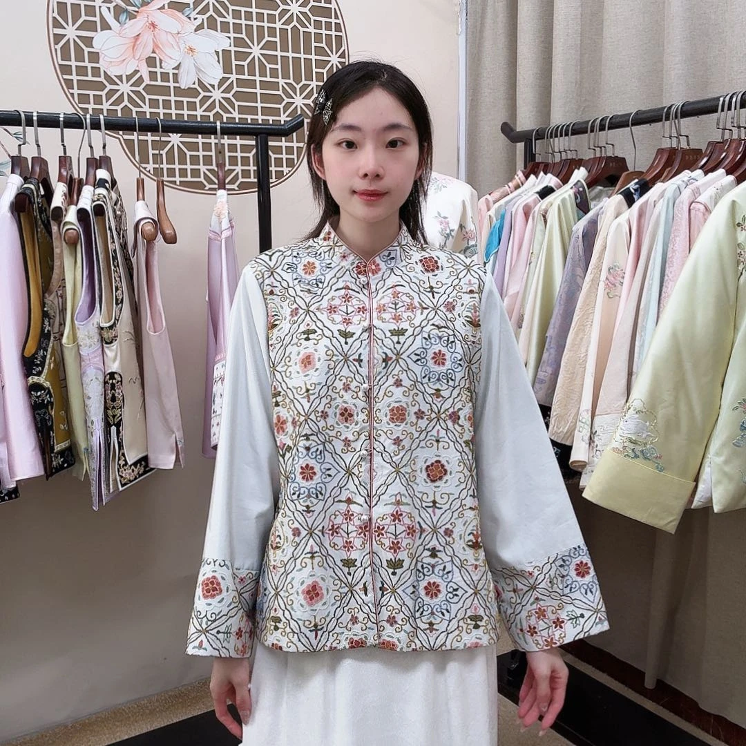 织绣真丝缂丝外套 对襟