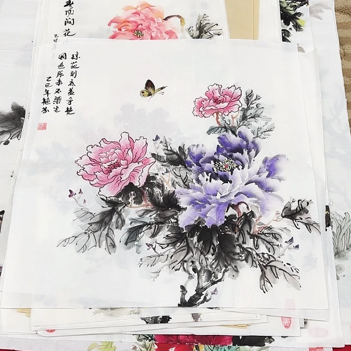 国画花鸟等图案和三尺斗