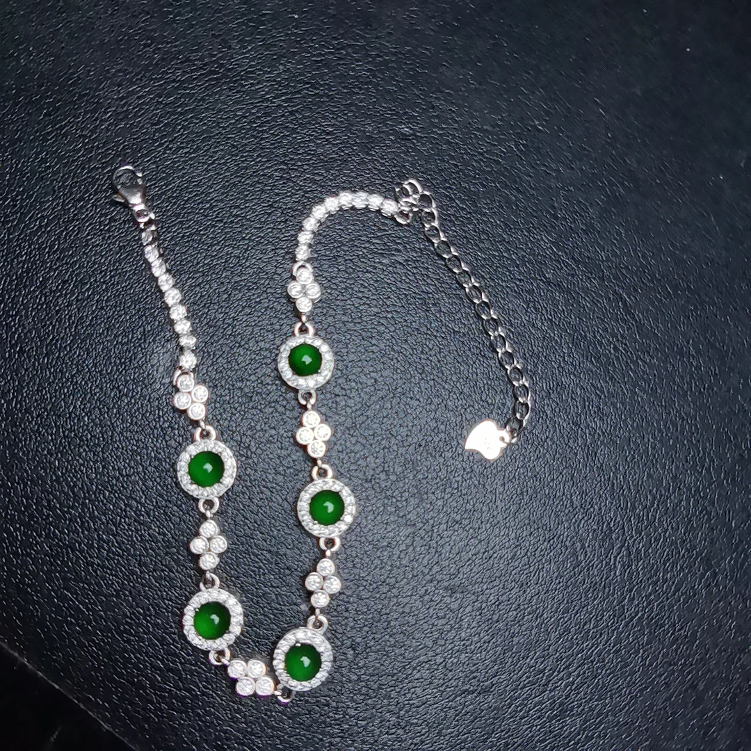 翡翠手链银s925镶嵌-净货-多样性发货-