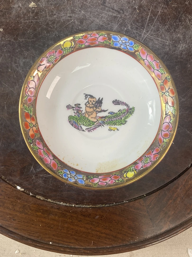 微瑕慎拍景德镇窑麒麟送子碟