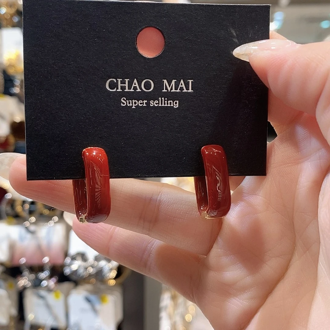 铜合金925银红色长条耳扣