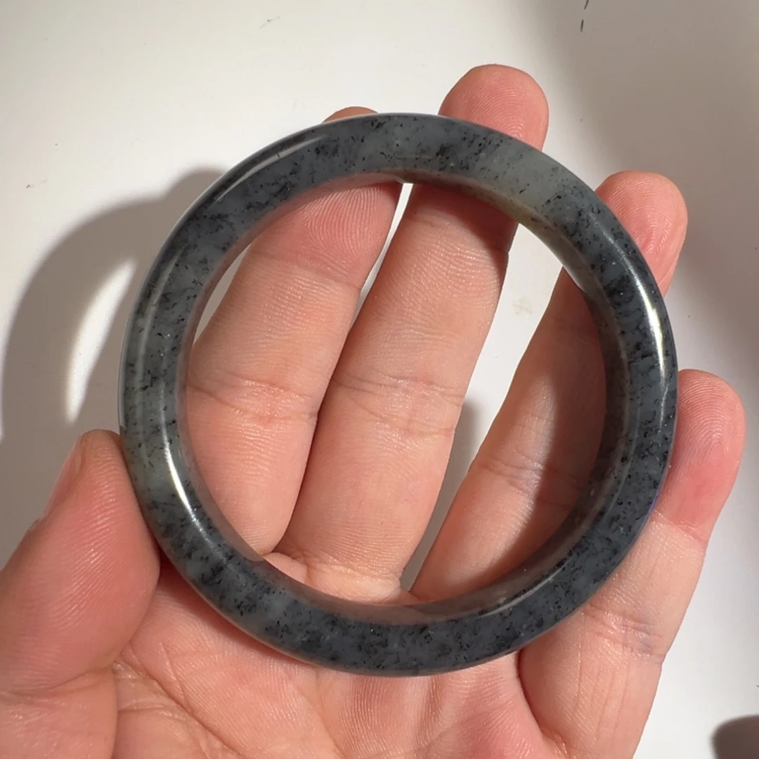 和田玉未镶嵌手镯新疆聚墨青花内径58.5mm 大漏福利