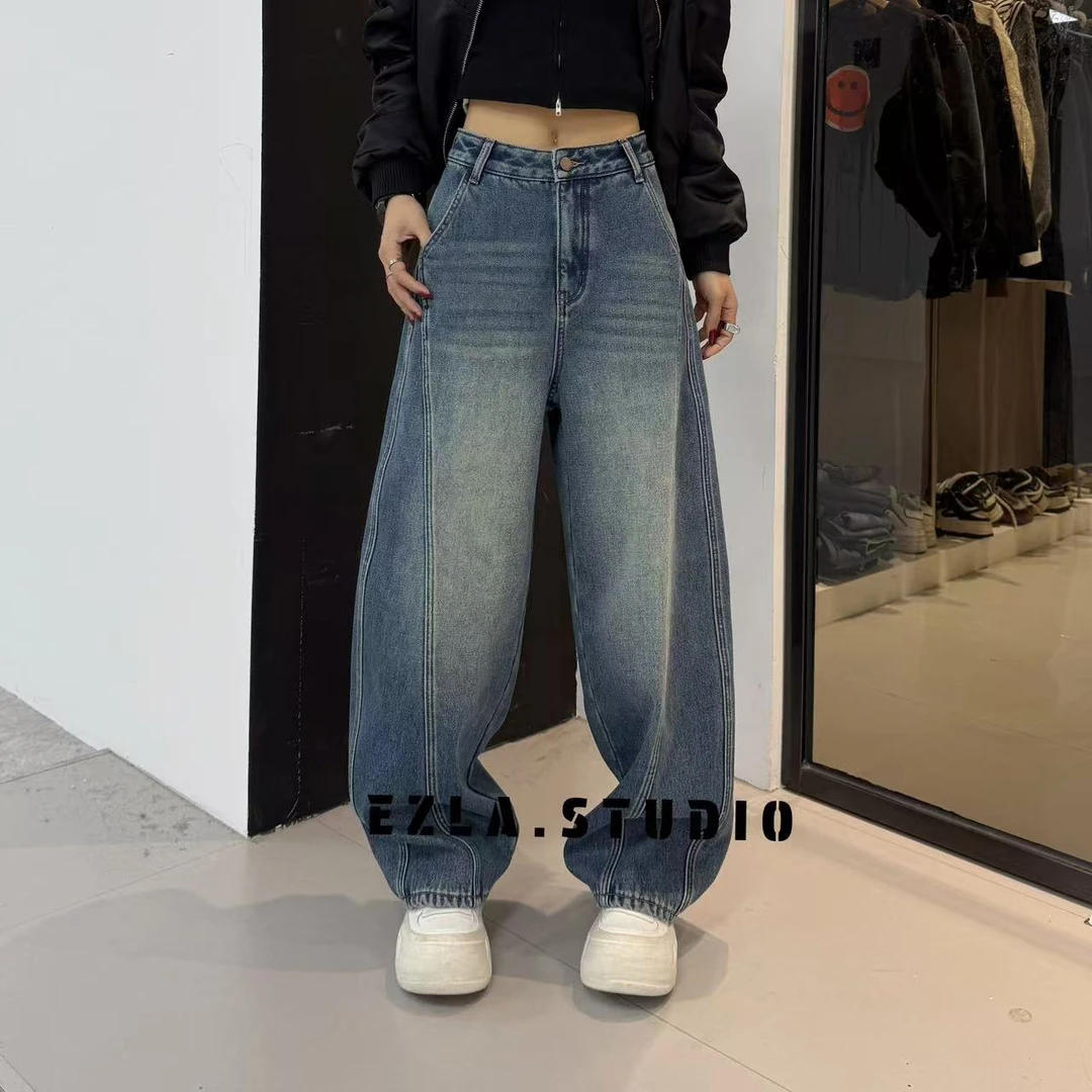 EZ7820-2 加绒秋冬新款涂鸦翻盖口袋设计无弹水洗牛仔堆堆裤