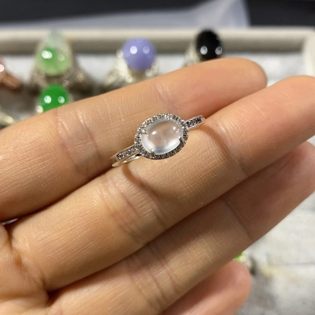 银S925镶嵌戒指翡翠戒指