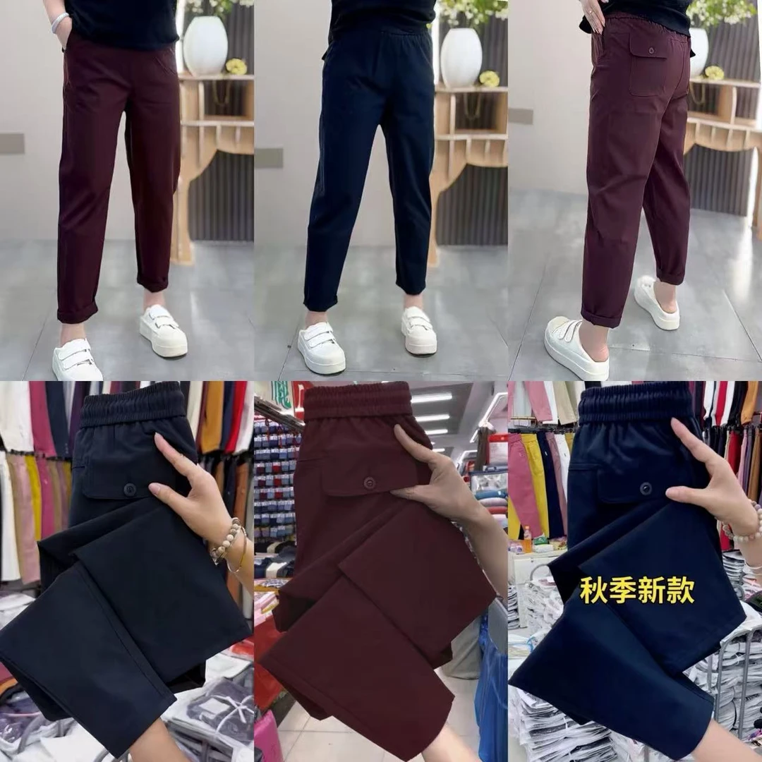 8900（丹姐家）秋季新款百搭显瘦哈伦高腰九分烟管裤时尚